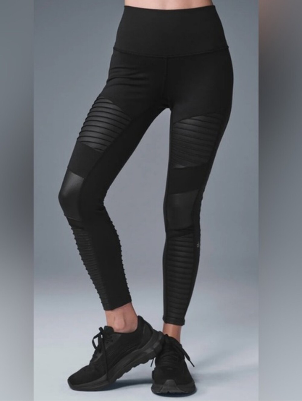 ALO High-Waist Black Moto Panel Leggings_L